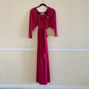 Vintage Lucie Ann Fuchsia Maxi Gown/Nightgown with Belt and brooch, Size S